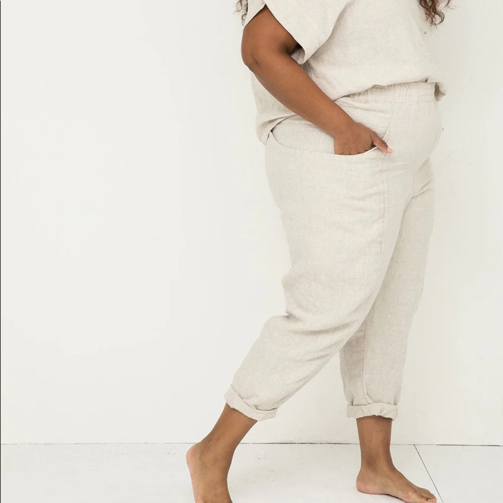 Elizabeth Suzann Clyde Workpants in Flax Midweight Linen, Size 1X